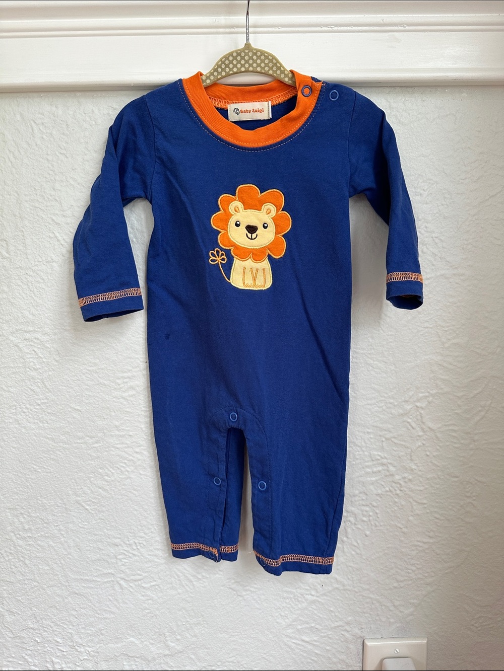 Baby Luigi Navy and Orange Lion Footed One-Piece